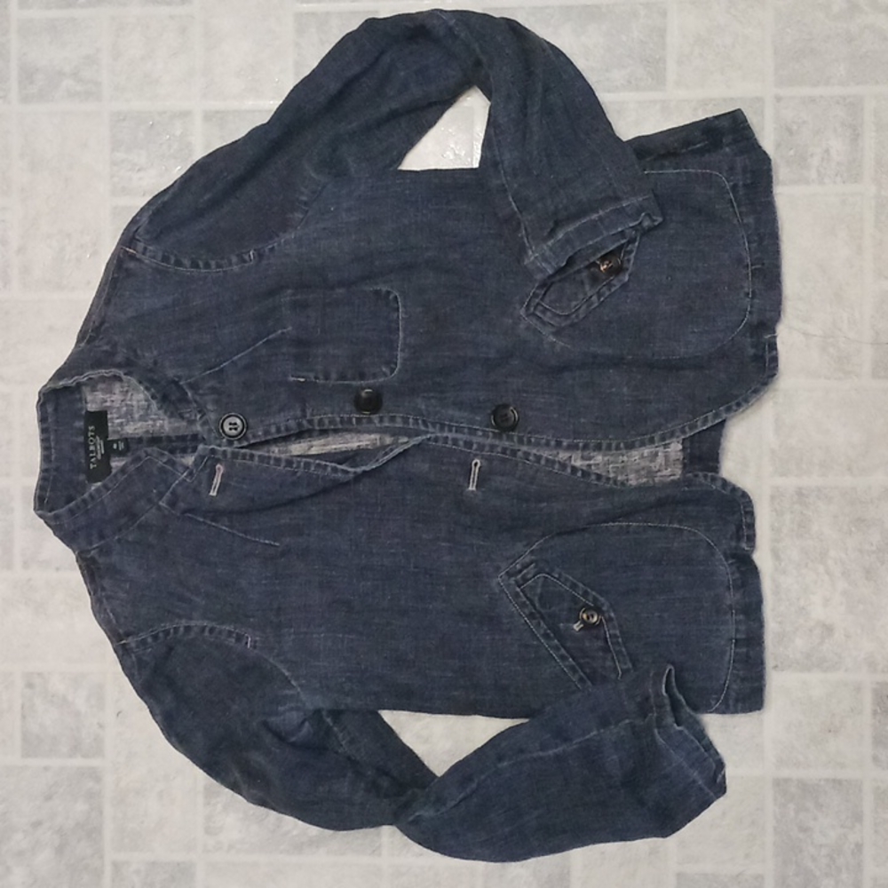 Talbots Blue Jean Jacket Women's Size 4 p